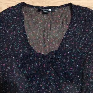 Sheer Navy Floral Blouse